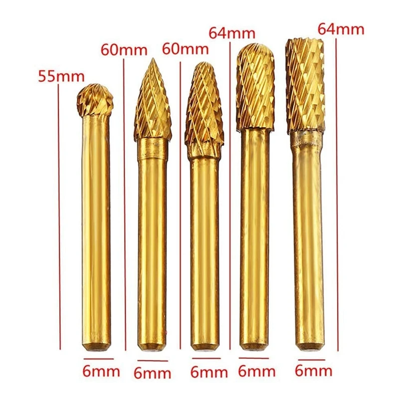 5 Pcs 6X8mm Tungsten Steel Grinding Head Rotary Burrs Bits For Woodworking Drilling Metal Craving Engraving Polishing best wood router
