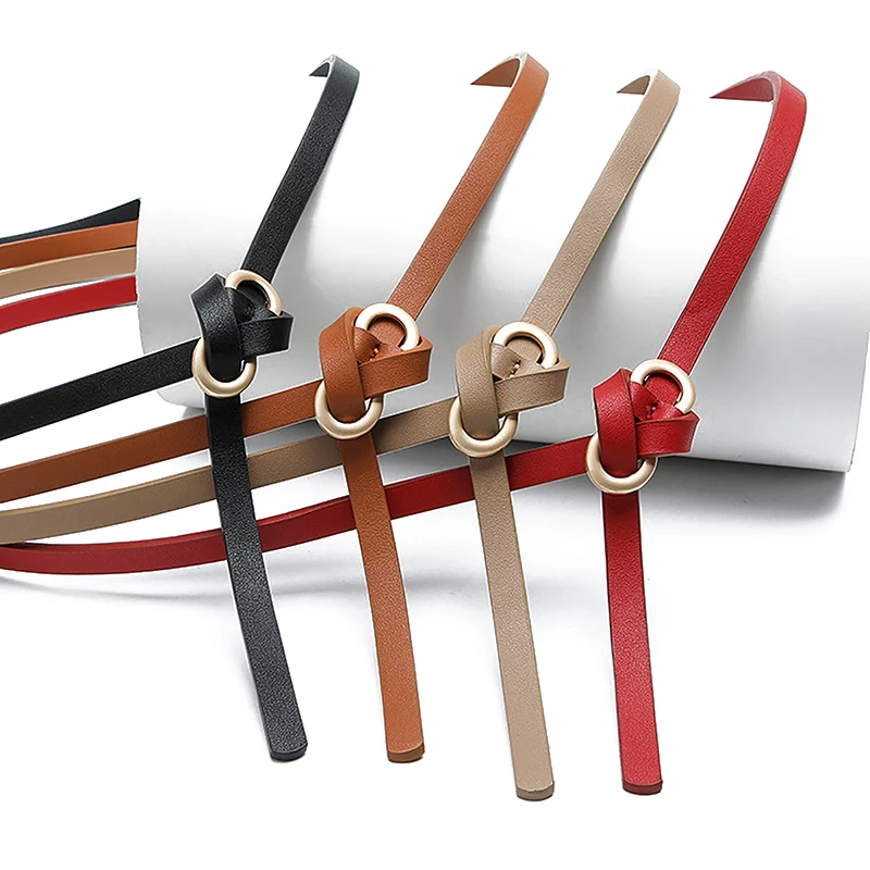 

Women Summer Skirt Belt Fashion Skinny Belts Soft Pu Leather Belt Adjustable Mental Buckle Dress Jeans Decorative Thin Waistbelt