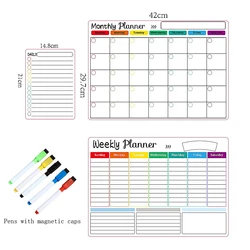 Magnetic Dry Erase Calendar & Planner (3pcs with 5 pens)