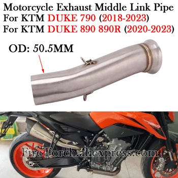 Motorcycle Exhaust Escape Moto Middle Link Pipe Connection 51mm Muffler For KTM DUKE 790 890 890R 2018 2019 2020 2021 2022 2023