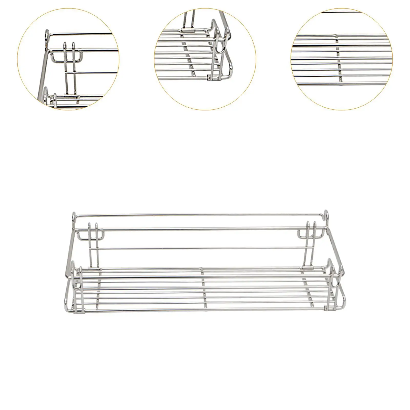 Table Side Basket Storage Rack Lightweight Stainless Steel Foldable Hanging Basket Shelf for Camping Beach Aluminum Desk Tent