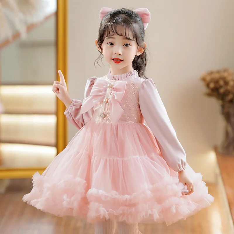

KEAIYOUHUO2023 New Spring Autumn Girls Pricness Children luxury Party Dress Kids Birthday Gift Wedding Vestidos Prom Gown 3-10Y