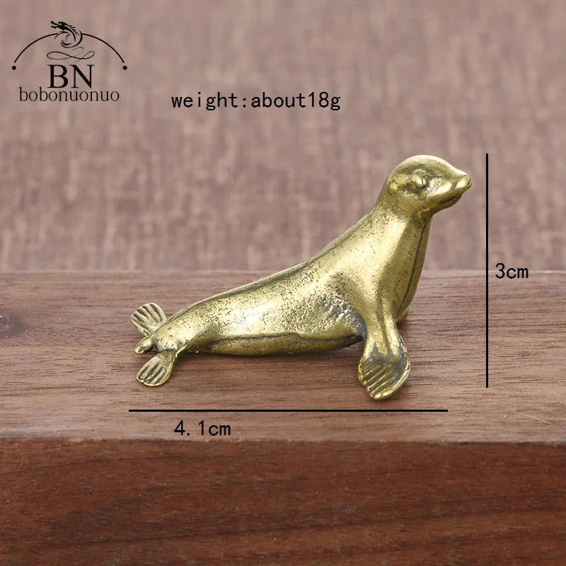Room Decor Statues Sea Animal Seal Figurines Miniatures Retro Brass Office Desktop Crafts Ornament Gifts Home Decorations Living Room Accessories