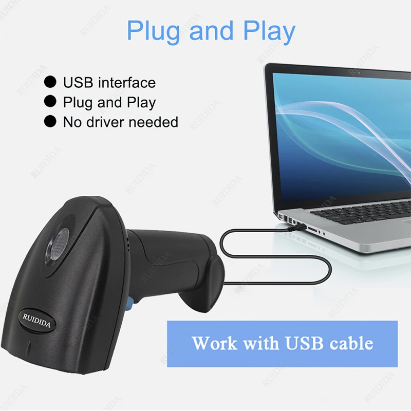 Wired Barcode Scanner 1D/2D Handheld qr Code Reader Portable Wired Reader Scanner for Bar Code USB Cable for Shop Store