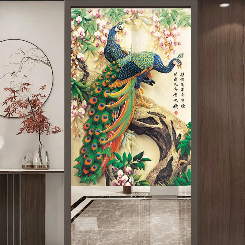 thumbnail image 1 of Cortina divisoria para puerta con pintura de paisaje chino, cortina decorativa para el hogar, cortina colgante gratuita para cocina y sala de estar, 1 of 5