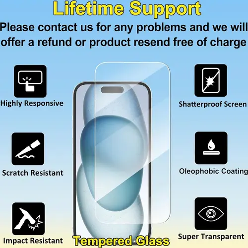 Clear Glass Film For iPhone 17 16 15 Pro Max Screen Protector For iPhone 11 12 13 14 15 Pro Tempered Glass IPhone13 Mini 16 Plus - Image 3