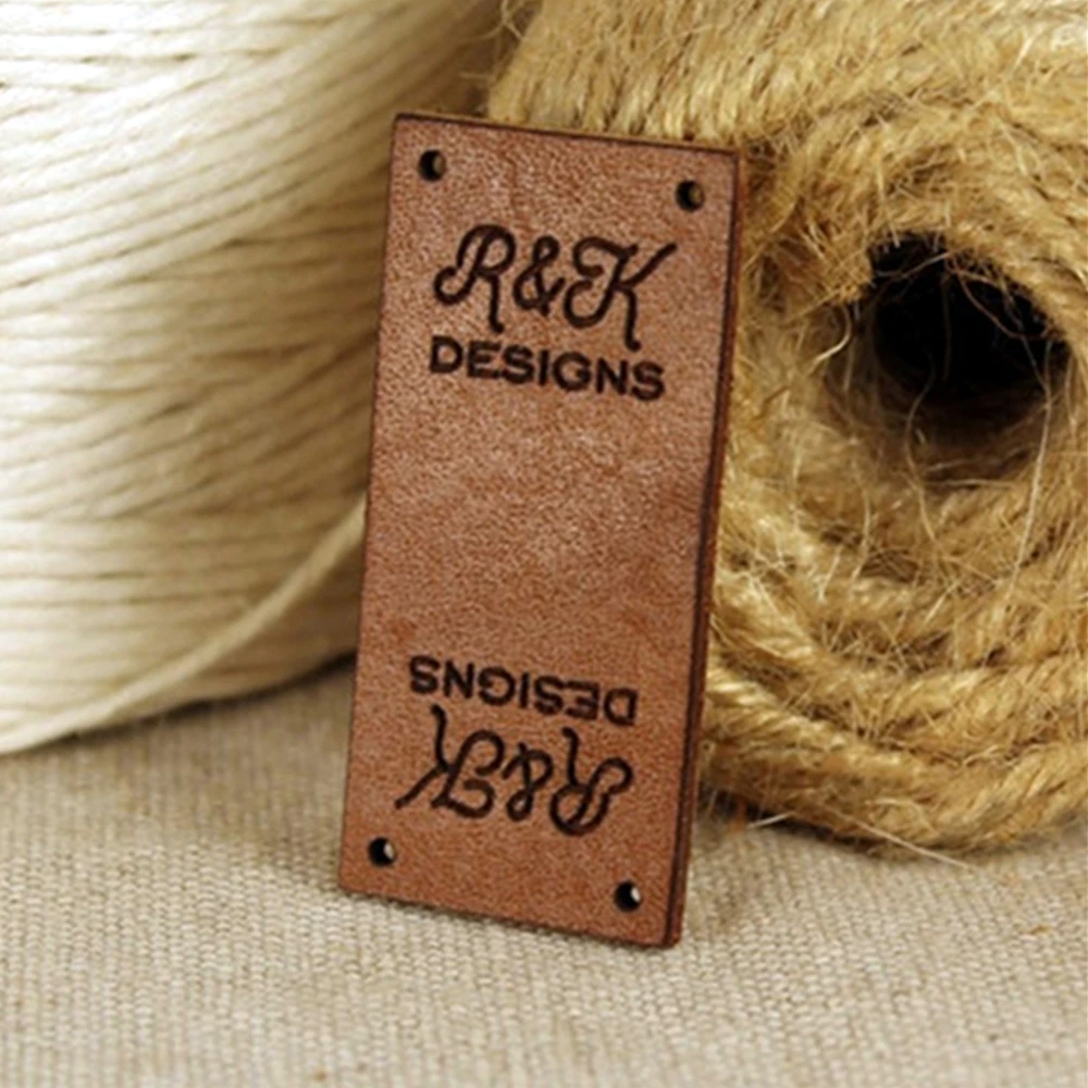 

personalized Set of LEATHER tags 0.75x1.65 inches,center fold custom labels for handmade clothing,knitting and crochet products