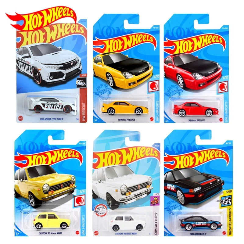 Original Hot Wheels Car 1/64 Diecast Kids Toys for Boys Vehicle Honda Civi Prelude CR-X Children Brinquedo Collect Birthday Gift original hot wheels track city mega car wash connectable play set diecast discolour hotwheels toys for children birthday gift