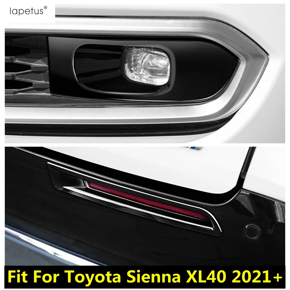 

Front Rear Bumper Fog Light Lamp Frame Decoration Cover Trim For Toyota Sienna XL40 2021 - 2023 ABS Black Accessories Exterior