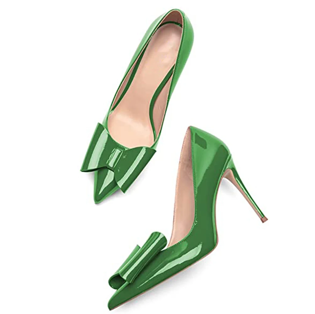 

Lovirs Women's Sexy High Heel Pointed Toe Bowknot Stiletto 10cm Pumps Bowtie Slip-on Party Dress Evening Shoes Plus Size 5-15