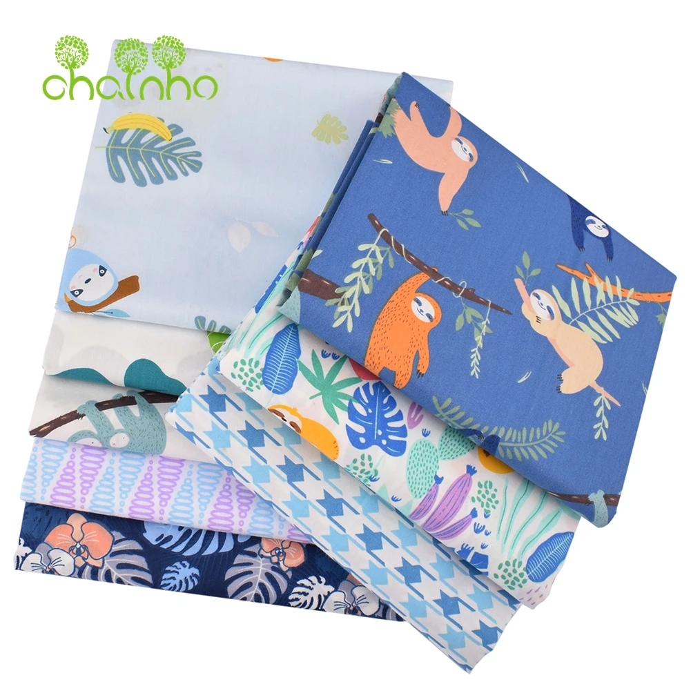 Chainho,Printed Twill Weave Cotton Fabric,DIY Sewing Quilting Material,Patchwork Cloth,8 Designs Cartoon Series,2 Sizes,15C246