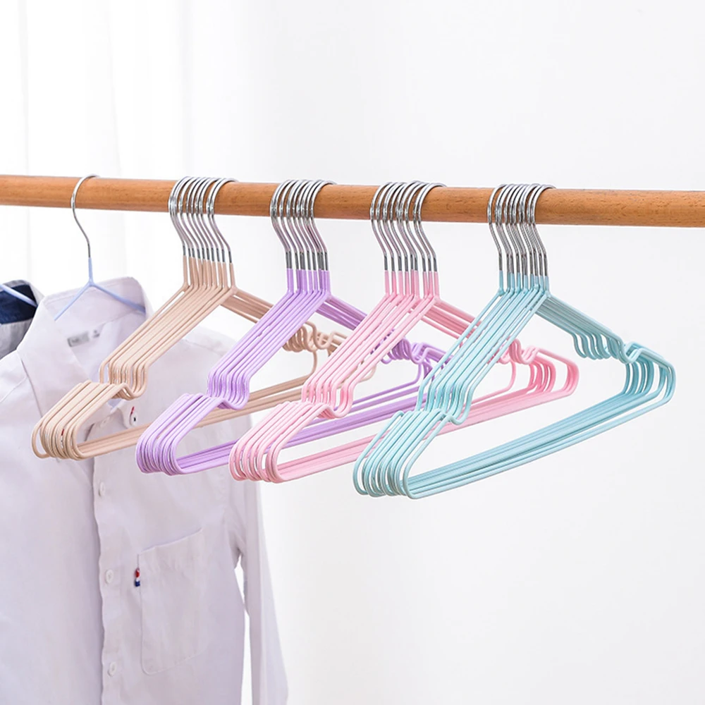 Clothes Hanger Coat Organizer Clothing Storage Metal Traceless Adult Clothes Hangers 10/20pcs Clothing Coat Storage Rack Drying Clothesline No-slip Hanging Wardrobe Organizer