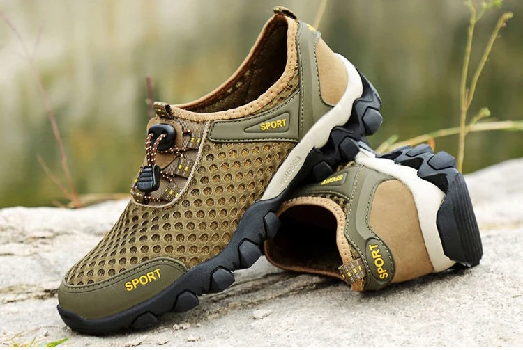 Wandelschoenen van mesh voor de zomer, voor heren, ademend, antislip, waadschoenen, hardloopschoenen voor buiten, vrijetijdsschoenen