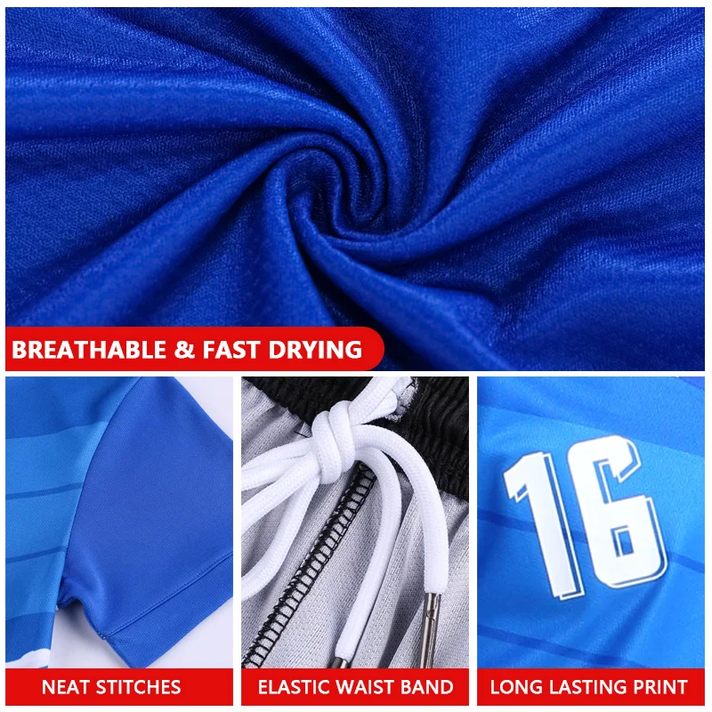 Personalized Kid Football Shirt Polyester Breathable Children Football Uniform Soccer Jersey For Youth Boy Y304