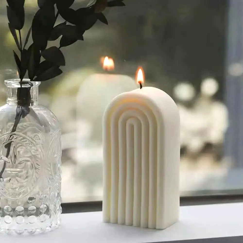 Rainbow Arch Candle Mold Striped U-Shaped Silicone Mold Abstract Architectural Resin Moulds Soap Tray Handmade Candle 1pc