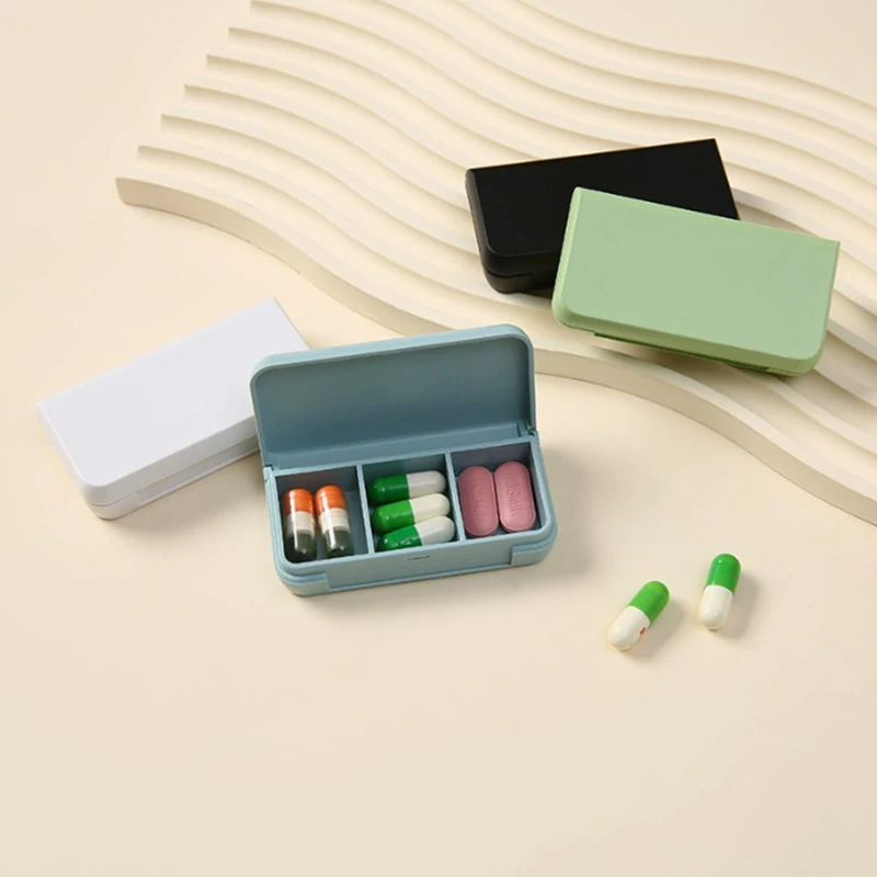 Compact Portable Pill Organizer - Cute Travel Medicine Storage Box with Three Compartments