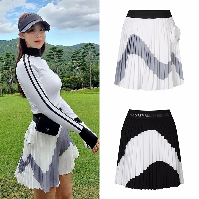 Golf short skirt spring summer women's print pleated midi skirt 2023
