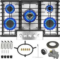 30 Inch Gas Cooktop, Gas Stove Top with 5 High Efficiency Burners, Bulit-in Gas Countertop in Stainless Steel for kitchen 1