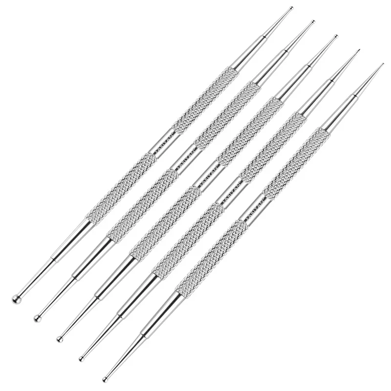 Description Picture 2 of item5Pcs Nail Art Dotting Pen Dual End Stainless Steel Design Painting Picking Dot Rhinestones Crystal Gems Acrylic Manicure Tools