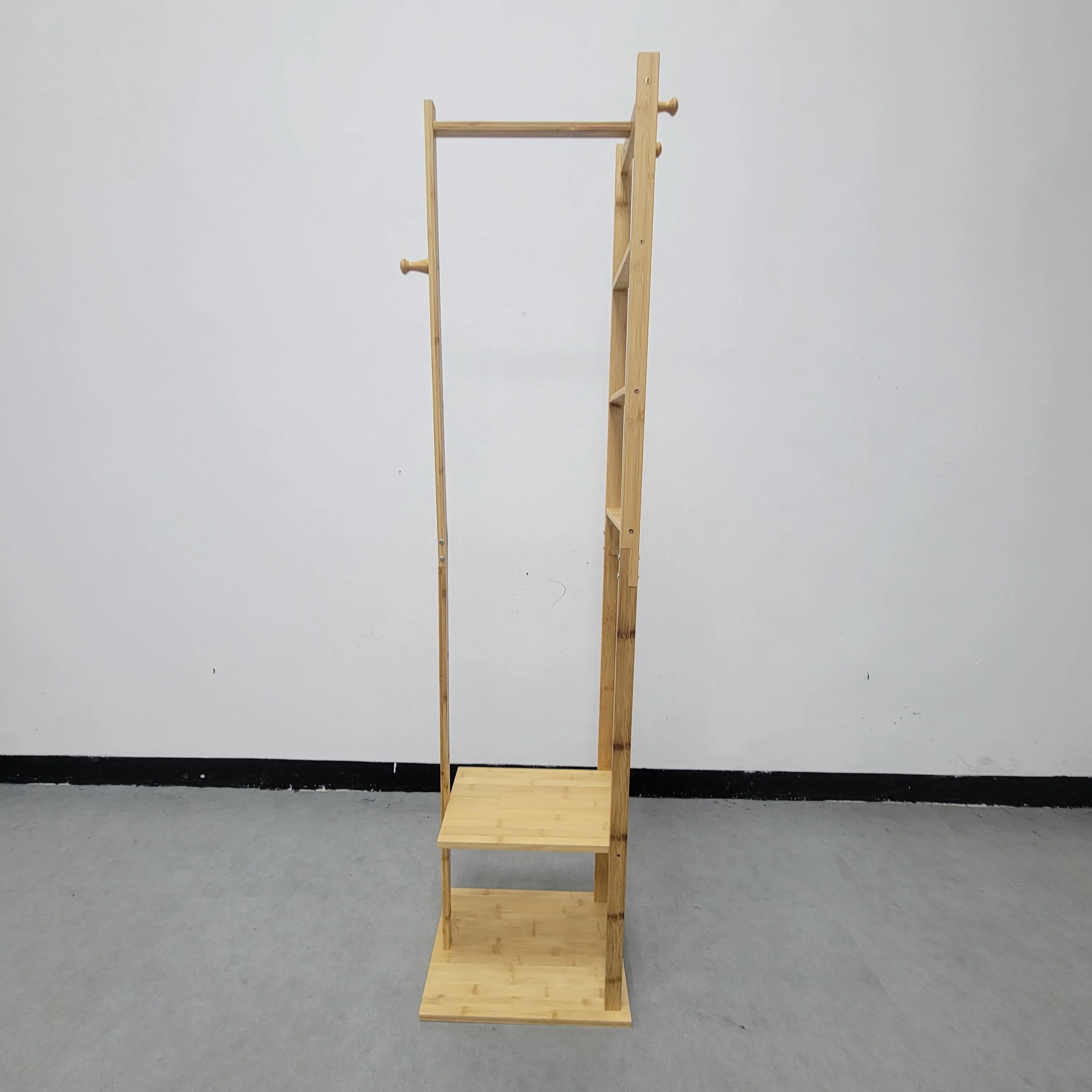 Bamboo Corner Coat Rack Stand Hall Tree Entryway Clothing Organizer Eco-Friendly Storage for Living Room Bedroom - 5