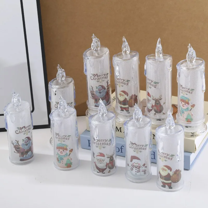 Lampada da notte elettronica senza fiamma a LED con candela di cristallo natalizia, decorazione per la casa, alimentata a batteria, ornamento da tavolo festivo_voghion.com