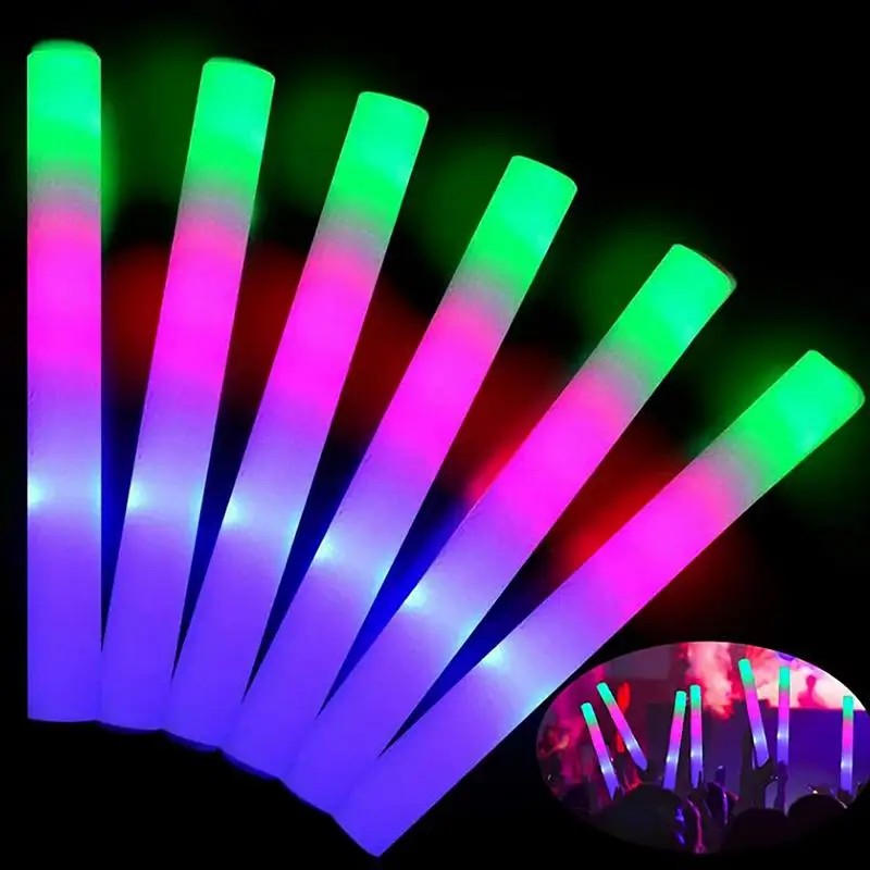 

10/15Pcs Bulk Colorful LED Glow Sticks RGB LED Glow Foam Stick Cheer Tube Dark Light Birthday Wedding Party Supplies