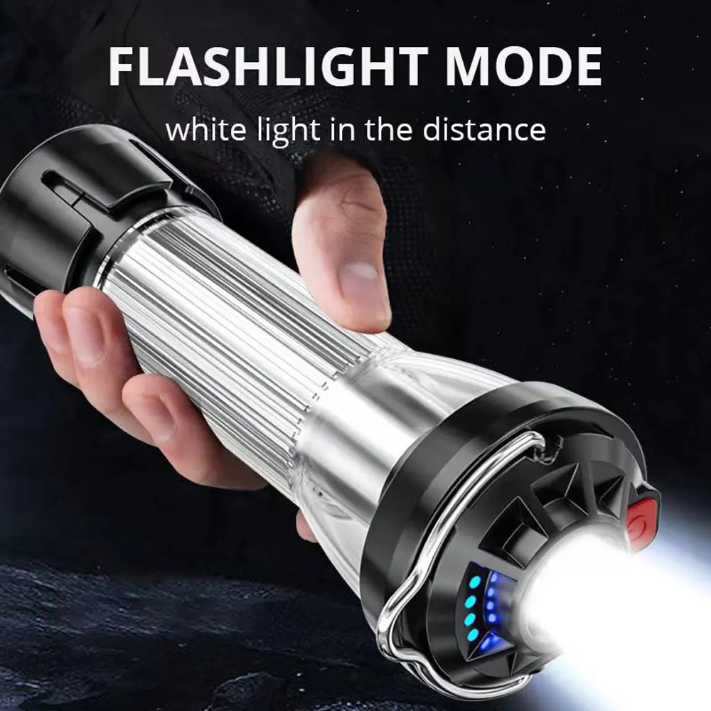 

2-In-1 Portable Led Flashlight With Stand Lampshade Magnet Emergency Light Usb Rechargeable 18650 Battery Tactical Flashlight