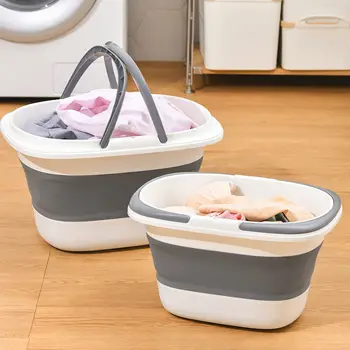 다기능 접이식 세면대, 16L 사각 세탁 바구니, 휴대용 세면대 걸레, 가정용 물통