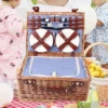 4 Person Insulated Picnic Basket Set Wicker Basket with Picnic Ware Set for Fruits Beverages Storage Camping Outdoor 1