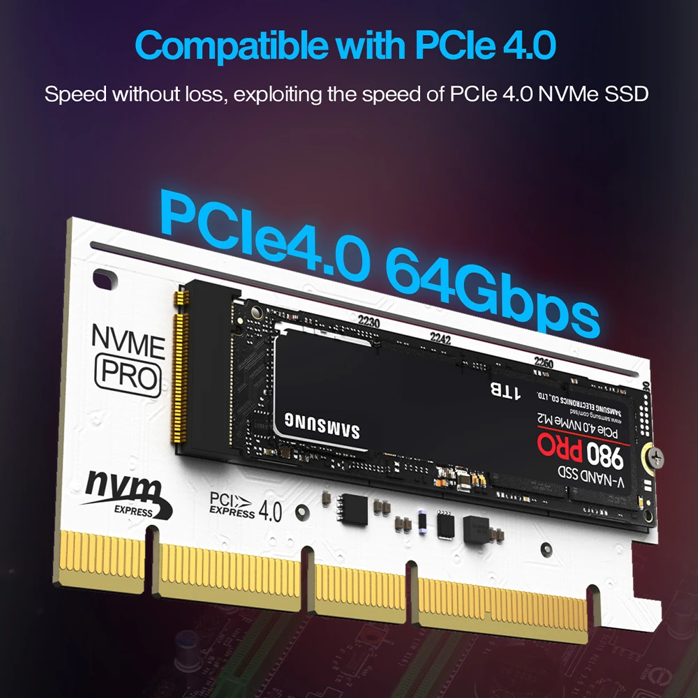 Jeyi-nvme Placa Adaptador com Dissipador de Alumínio Rgb Pcie 4.0 M.2 Ssd Compatível com Gen4 Gen3 Gen2 Gen1 - Imagem 2
