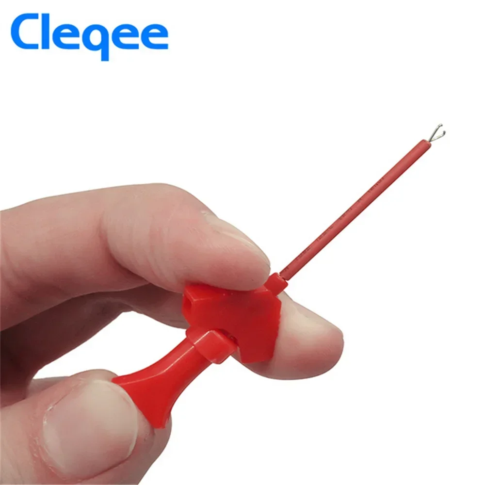Cleqee P1511B 2PCS SMD IC Test Hook Clip Test Probe Internal Spring Silicone Cable 26AWG With 2mm Socket For Multimeter 20V/5A