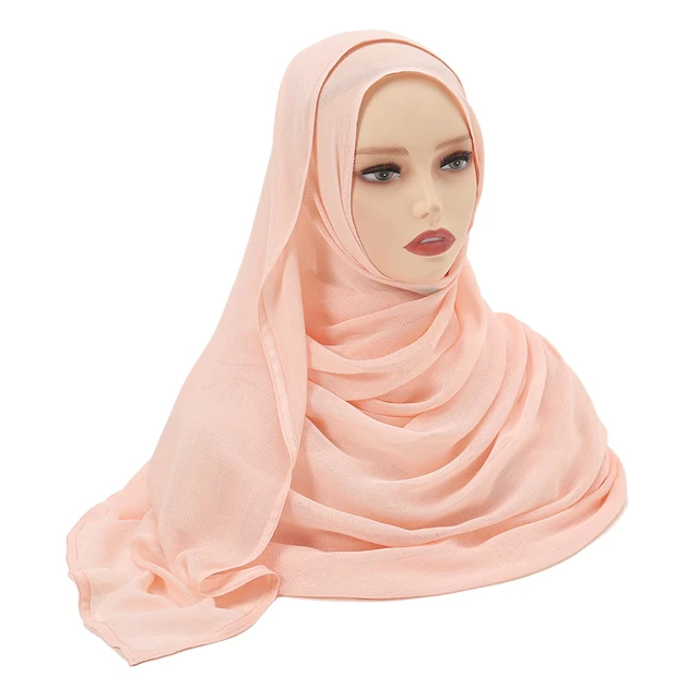 Châles en coton rayonne pour femmes musulmanes, Hijab Modal, écharpe unie, grande taille, Turban islamique, bandeau 190x85cm