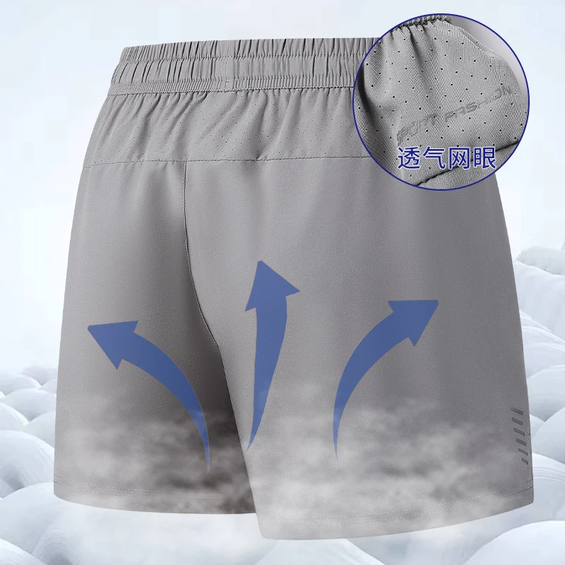 Summer New Solid Color Fashion Elastic Waist Shorts Man High Street Casual Loose Zipper Patchwork Pockets Breathable Sweat Pants