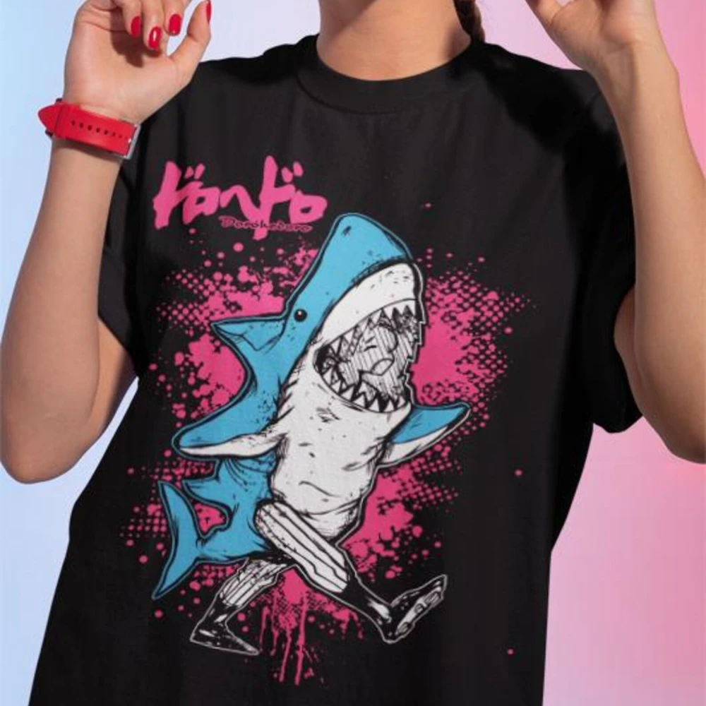 Ebisu Dorohedoro Shirt Caiman Manga En Anime T-Shirt Vintage Art Graffiti-Stil Pink Blau Farbspritzer T-Shirt Mode Herren Damen Oberteile
