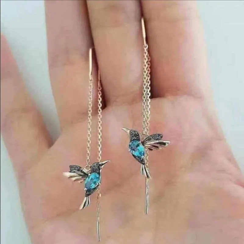Hummingbird Pendants Jewelry Women Accessories Earrings Long Tassels Fashion Thin Bird Ears Jewelry