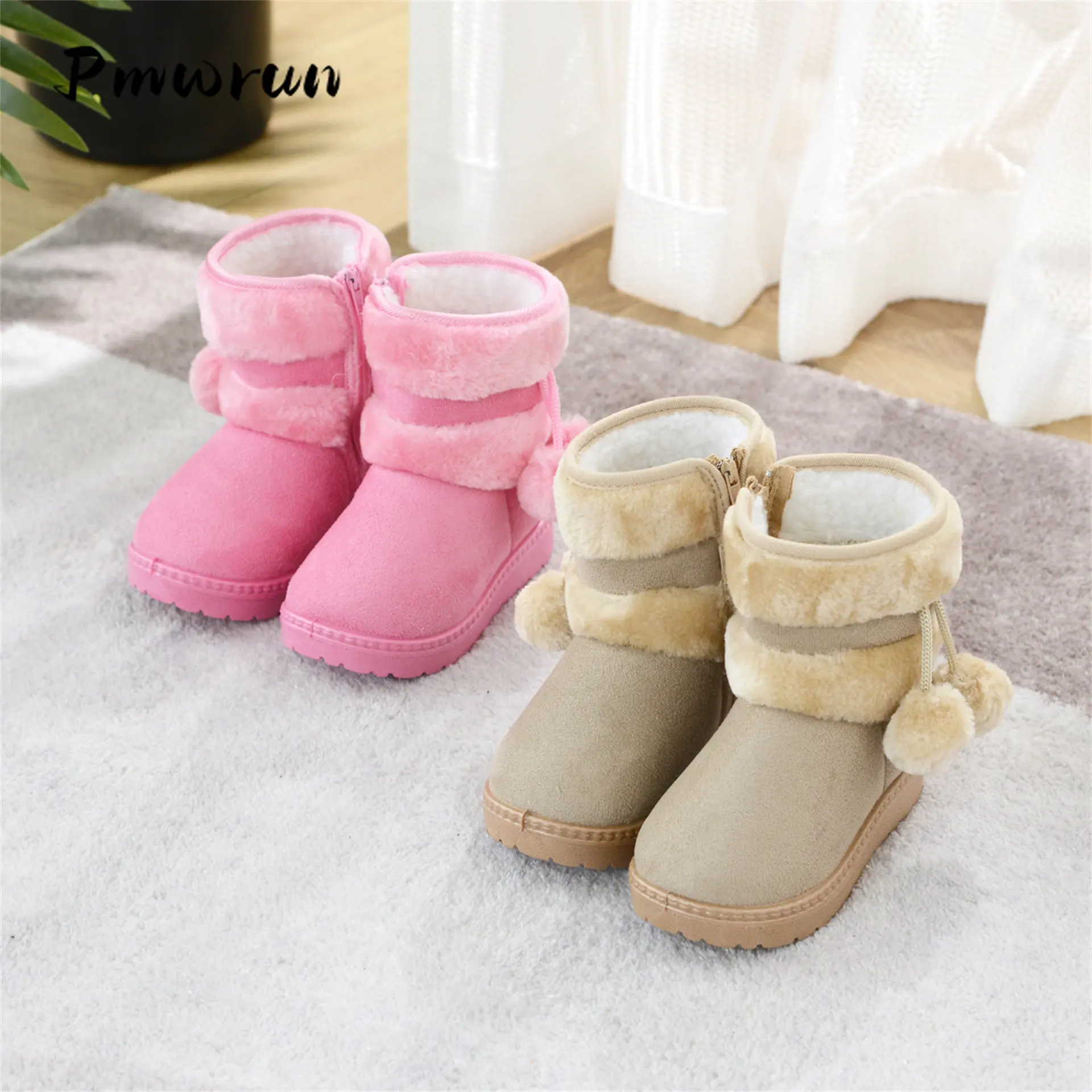 Maat 20 35 Nieuwe Winter Harige Meisje Hoge Top Baby Snowboots Met Leuke  Hairball School Kinderen Kids Warmer leuke Bal Bont Schoenen| | - AliExpress
