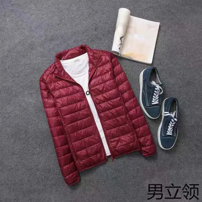 Winter Men's Light Down Jacket with Vertical Collar Men's Jacket Young Men's Thin