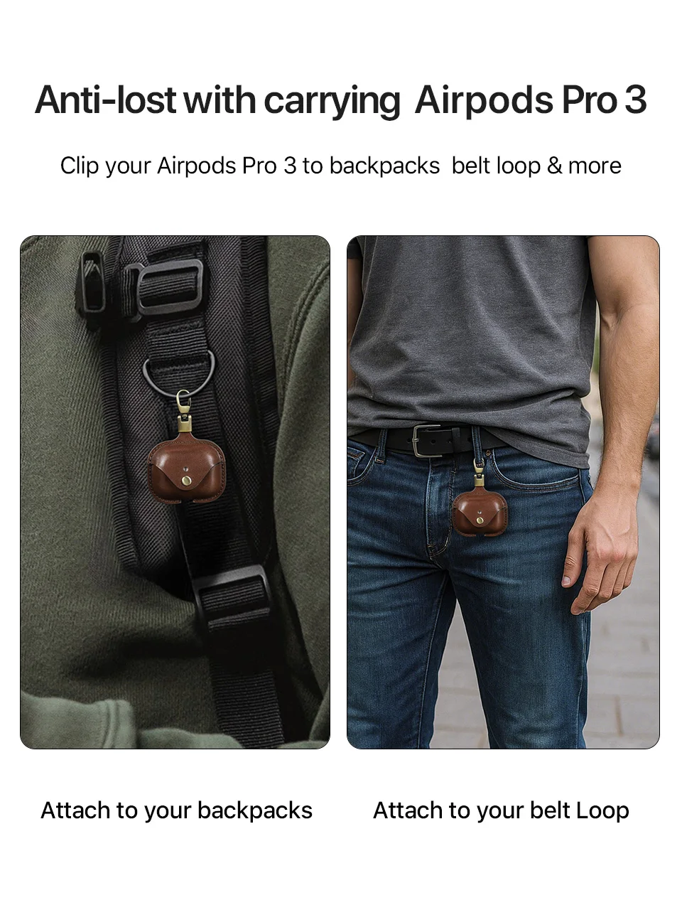 Genuine Leather Cover for AirPods Pro 3 Case Airpod Pro 2nd 1st generation Bluetooth Wireless Headphones Charging Box with Hook