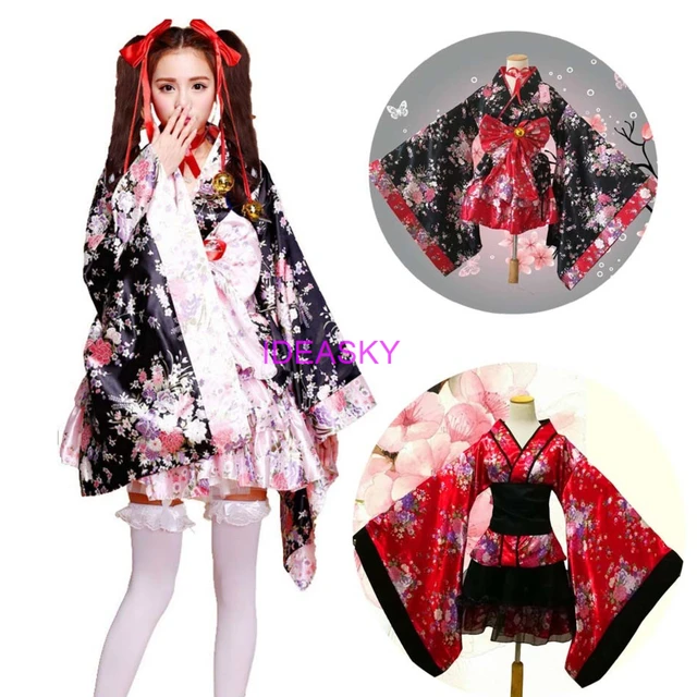 Lolita Maid Dress Japanese Yukata Sakura Sexy Kinomoto Women Meidofuku  Kimono Anime Cosplay Costume Halloween Costumes For Women - Cosplay  Costumes - AliExpress