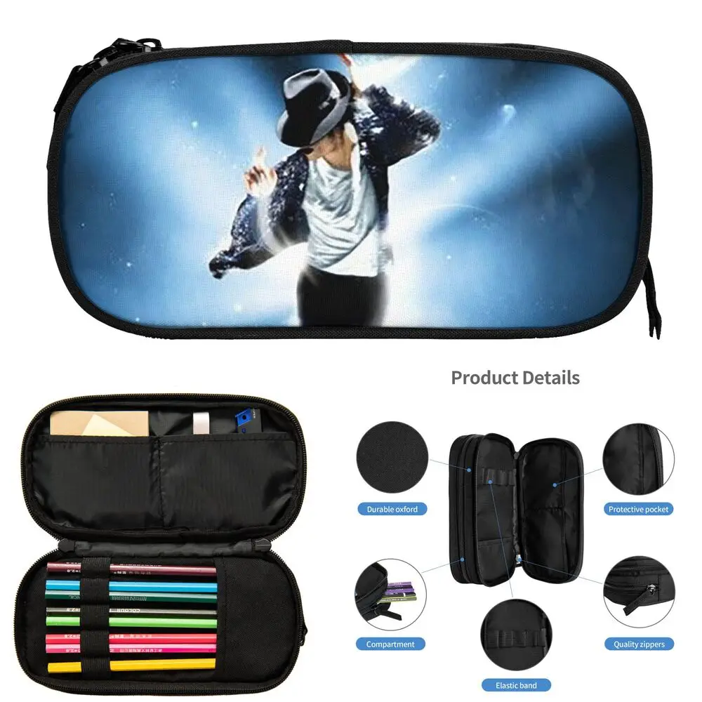 Michael Jackson Musicians Singers Dancers Pencil Cases for Student School Pen Box Pencil Bag Large Capacity Pencil Pouch Storage