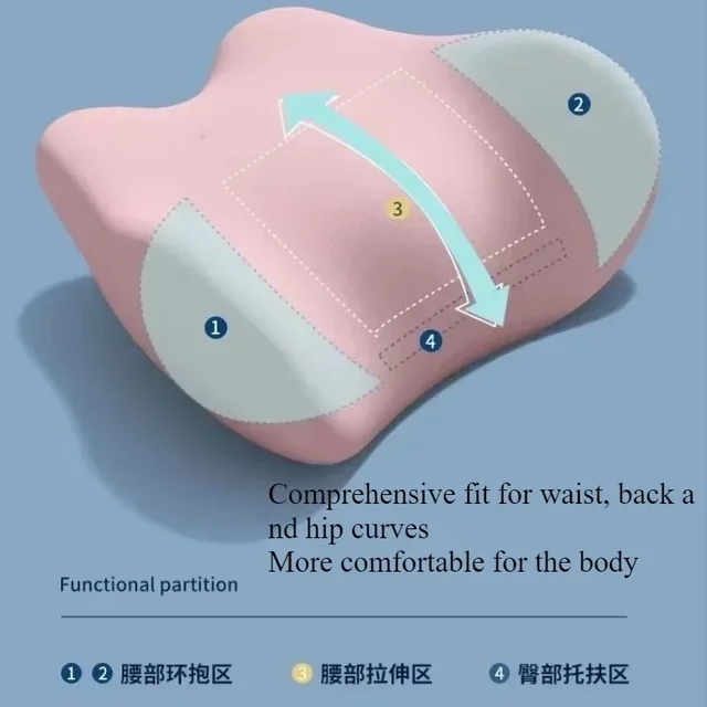 Lumbar Support Pad Lumbar Pad Sleep Pillow Ergonomic Waist Protection Soft and Comfortable Memory Cotton Back Support 3