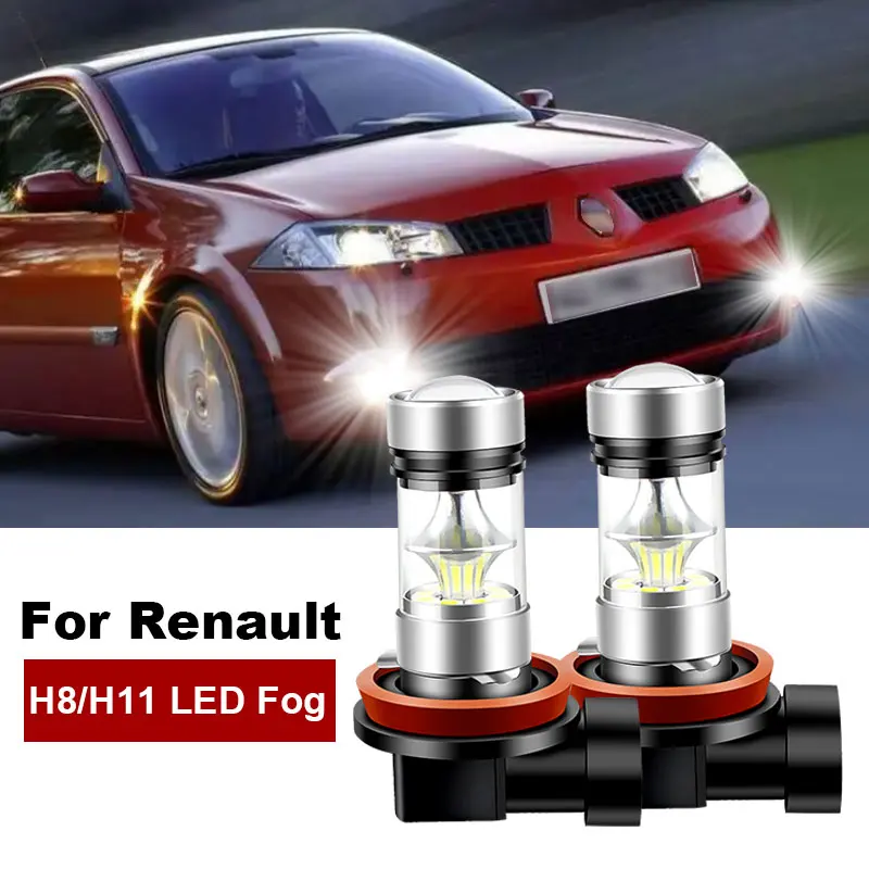 2X Per Renault Megane 2 3 4 2003-2018 Per Renault Megane Cc 2010-2017 Led H8 H11 Lampadina Fendinebbia Auto Drl Lampada 6000K 12V 4800Lm