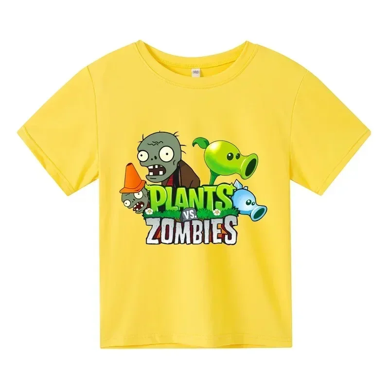 Summer Funny Children T-shirt Cotton Pvz Plants Vs Zombie Plants Print Kid T Shirts Game Garden Warfare Plants Baby Tee Clothing 4