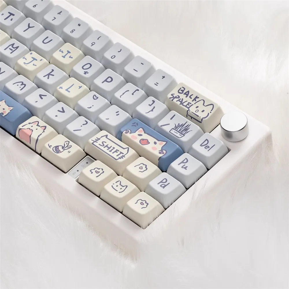Teclado Mecânico Teclados Meow Tema 5-sided Dye Sublimação Gato Kitty Moa Pbt 64 68 75 84 87 98 108 - Imagem 5