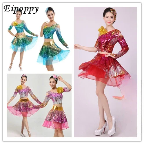 

Short Skirt Youth Modern Dance Stage Costume Latin Dance Costume