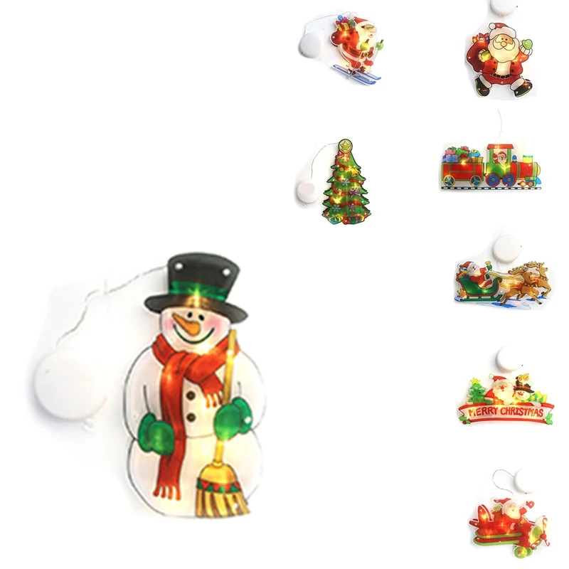 

Santa Claus Led Suction Cup Window Hanging Lights Christmas Decorative Atmosphere Scene Decor Holiday Decoration Light