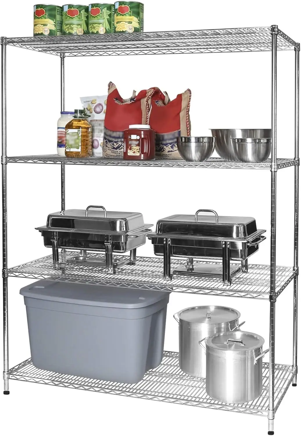 24" Deep x 48" Wide x 54" High 4 Tier Chrome Wire Shelving Kit | NSF Commercial Storage Rack Unit 5