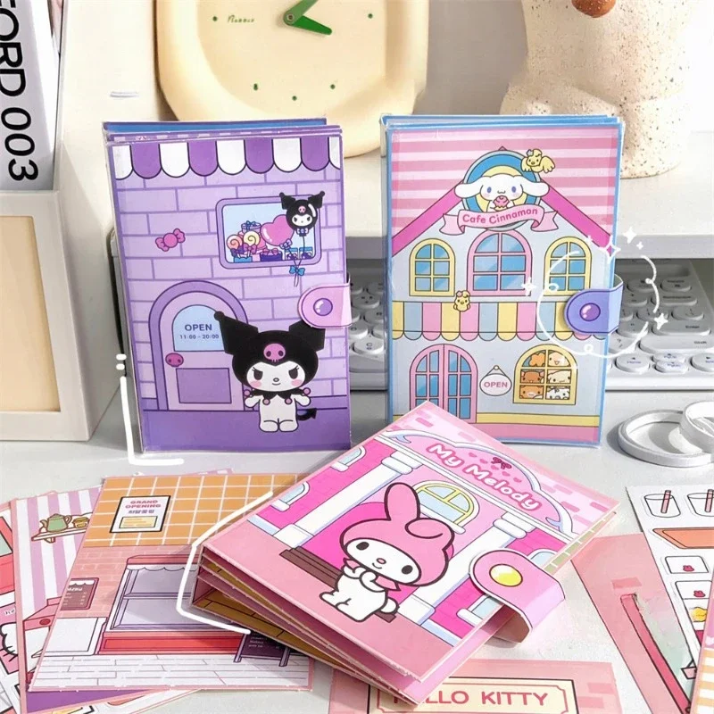

New Sanrio Hello Kitty My Melody Kuromi Children's No-cut Quiet Book Cute Cartoon Multi-scene Handmade Material Package DIY Toy