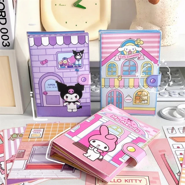Anime Kawaii Sanrio Hello Kitty Coloring Book Kuromi Cinnamoroll My Melody  Girl Children Portable Handmade DIY Doodle Book Gift - AliExpress