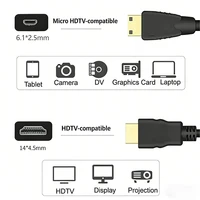 Male to Male HDTV to Micro HDTV Digital Audio Video Cable V1.4 M/M 1080p 1440p for HDTV PS3 XBOX 3D HDTV 2